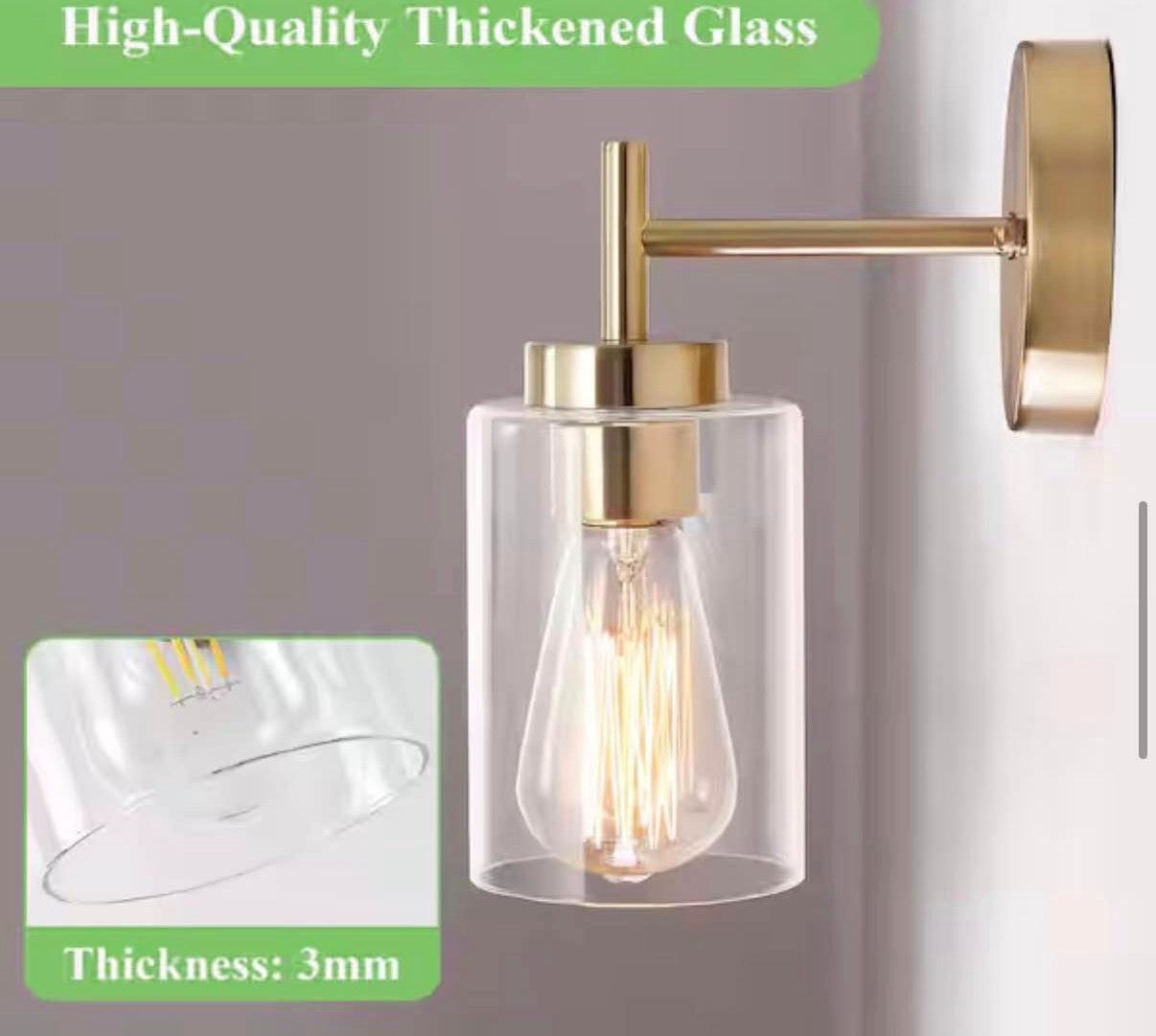 2-Pack Brass Modern Wall Sconce