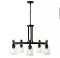 Knollwood 30 in. 5-Light Black Bronze with Brass Accents Chandelier
