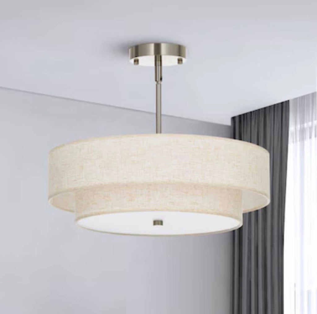 18-in Nickel Semi Flush Mount Light