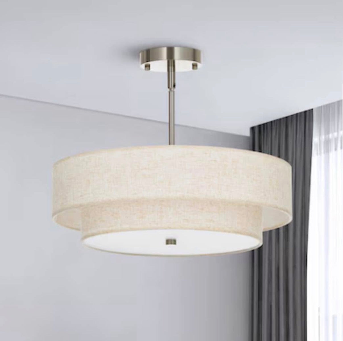 18-in Nickel Semi Flush Mount Light