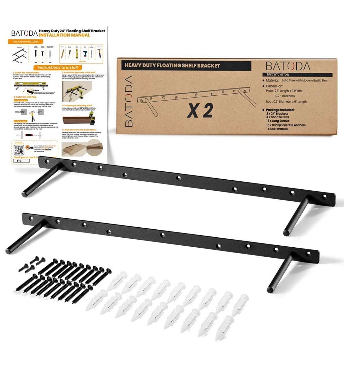 Heavy Duty Floating Shelf Bracket (2 pcs)