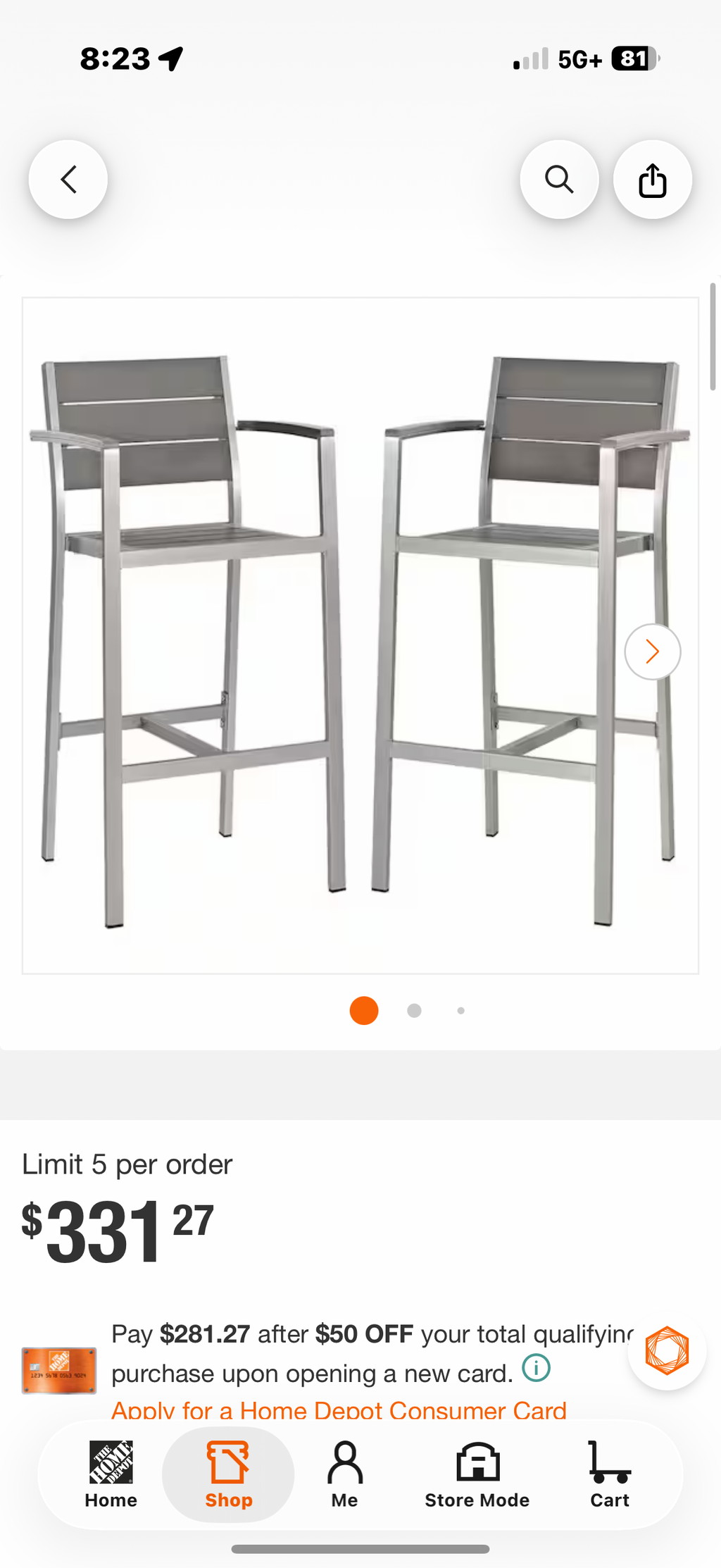 Modern outdoor bar stool