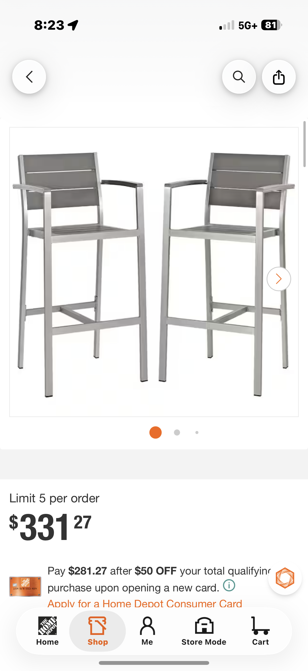 Modern outdoor bar stool
