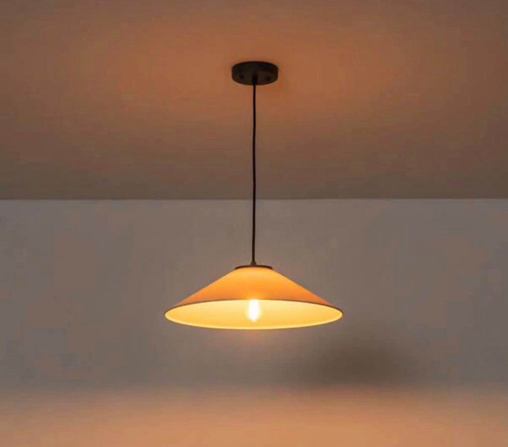 Noto 17.7 in. 1-Light Black Pendant Light with Fabric Cone Shade