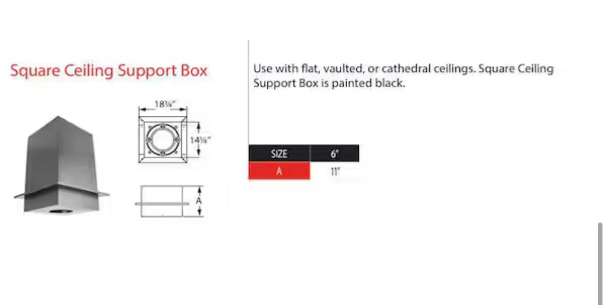All-Fuel Chimney 6in. Diameter Square Ceiling Support Box