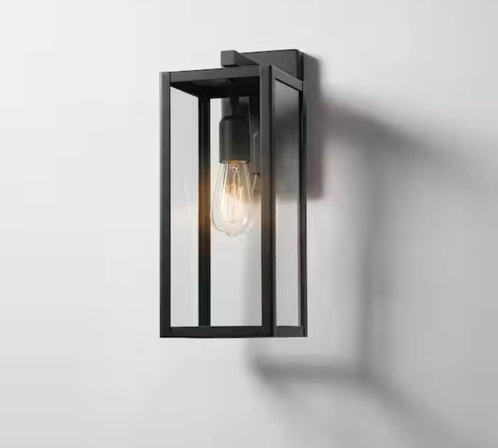 Hurley 16 in. 1-Light Modern Black Hardwired Outdoor Wall Light