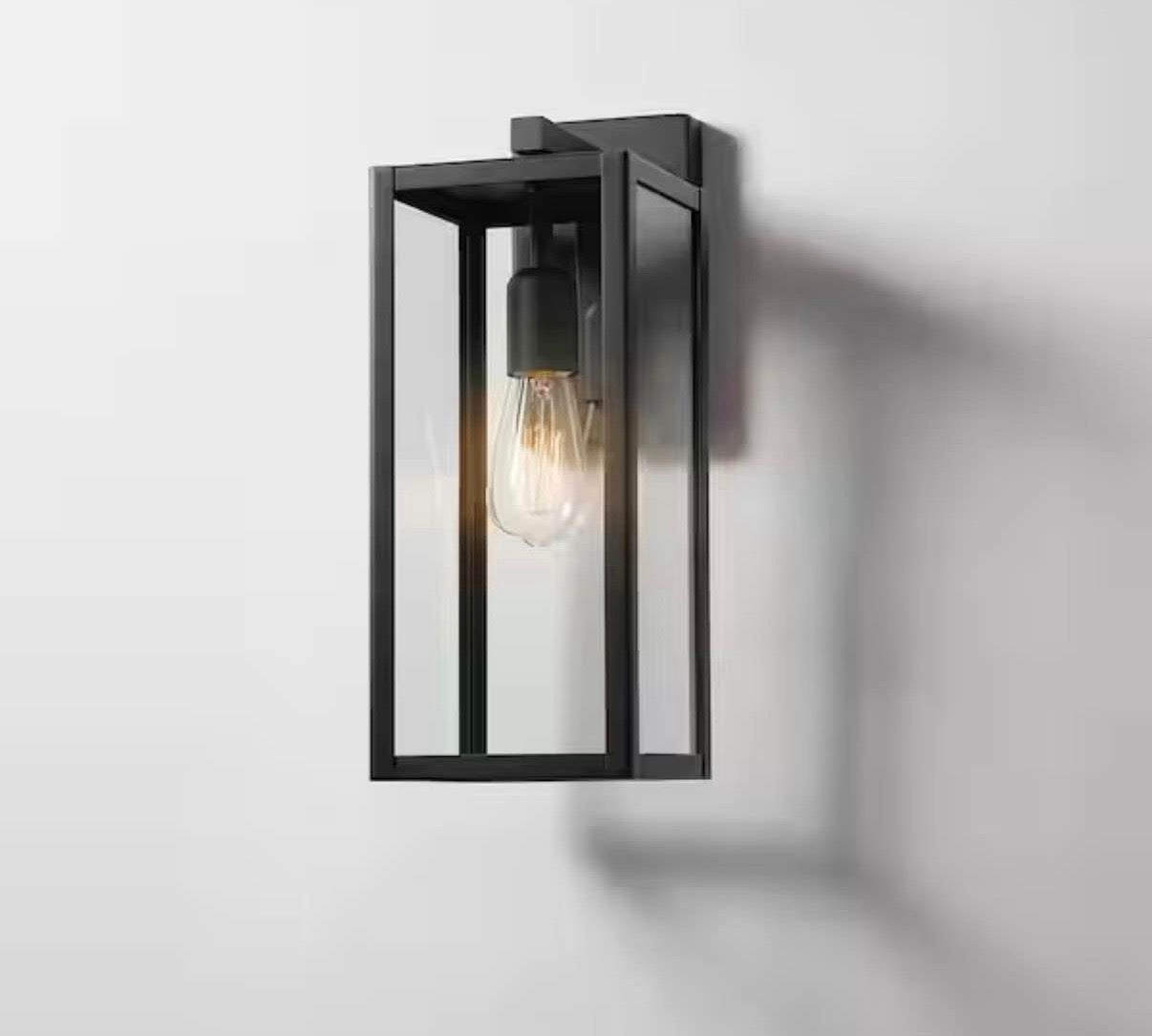 Hurley 16 in. 1-Light Modern Black Hardwired Outdoor Wall Light