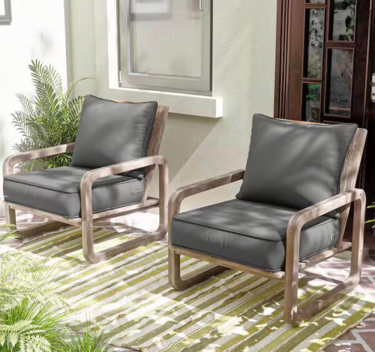 24 in. x 24 in. x 5 in. Outdoor chair cushions in light grey