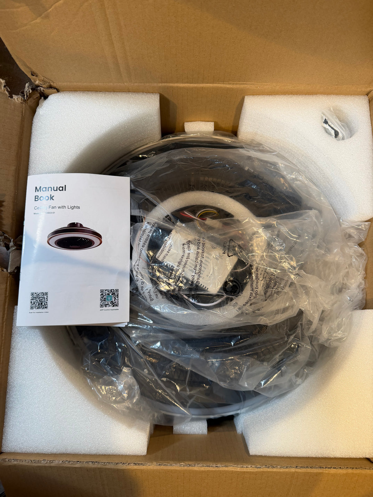 20 in. Indoor Ceiling Fan with LED Light (missing bracket mount)