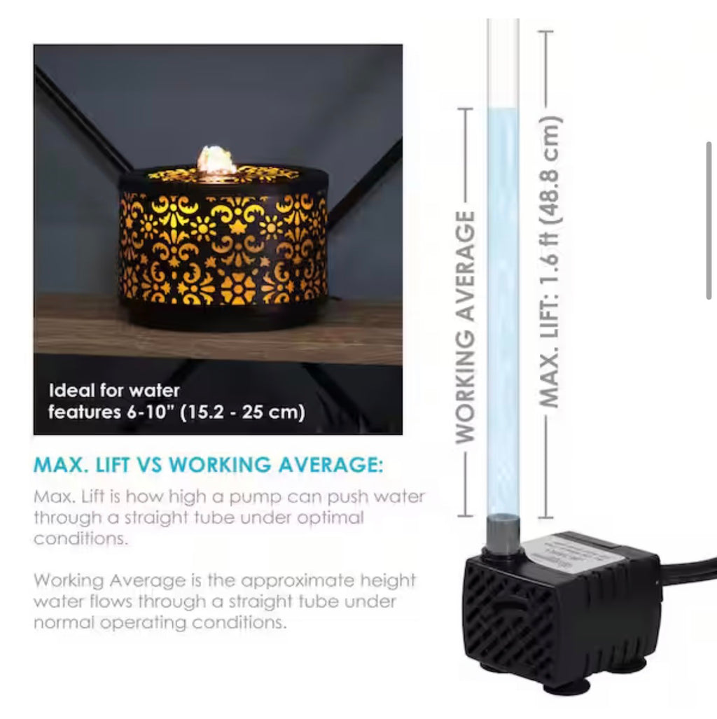 40 GPH Electric Submersible Fountain Pump with LED Light