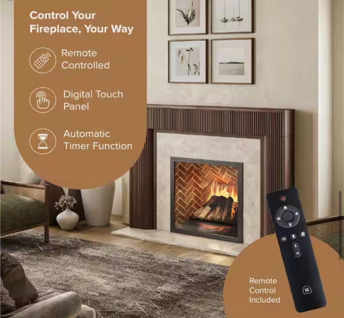 Free Stack 25 in. Crackling Electric Fireplace