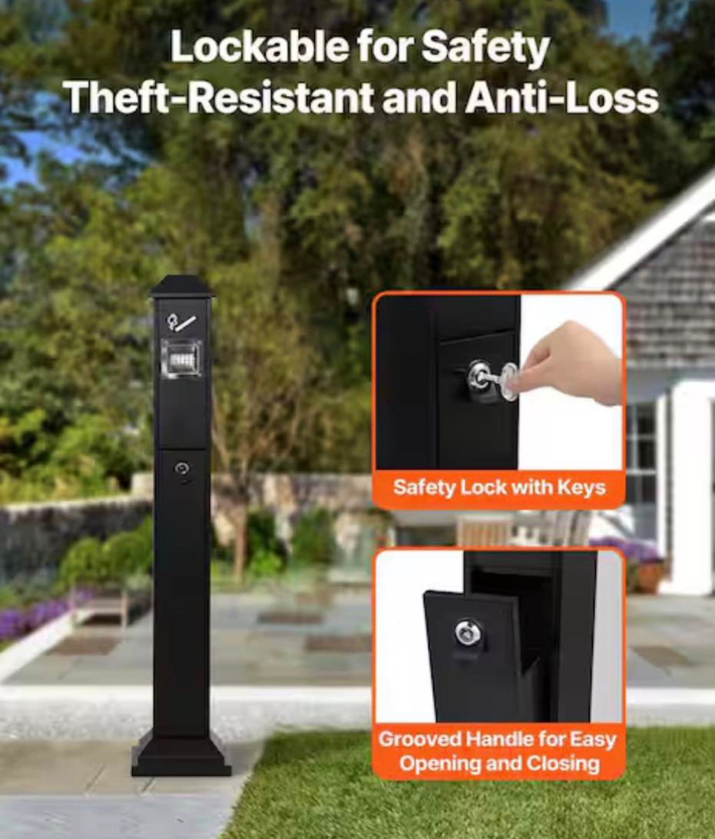 Freestanding Outdoor Ashtray with 4-Disposal Openings