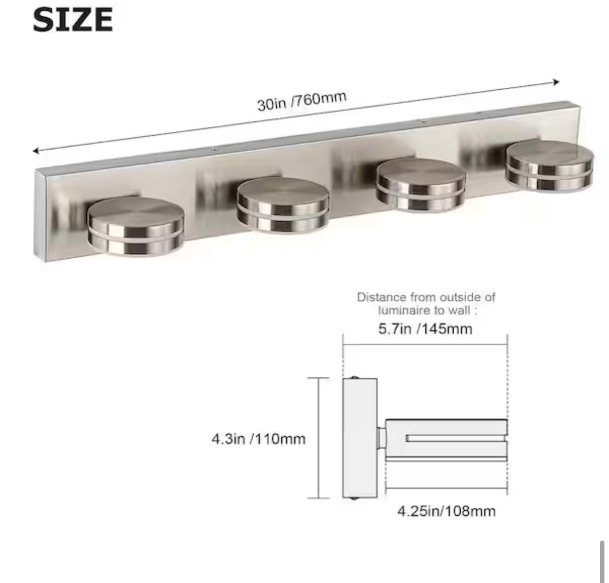 4-Light Nickel LED Vanity Light