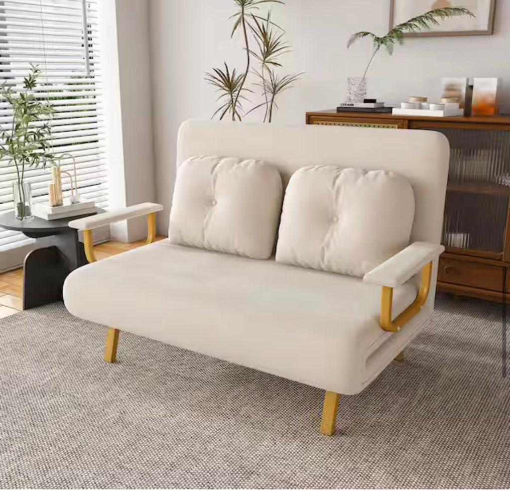 Convertible Beige Full Size Sofa Bed