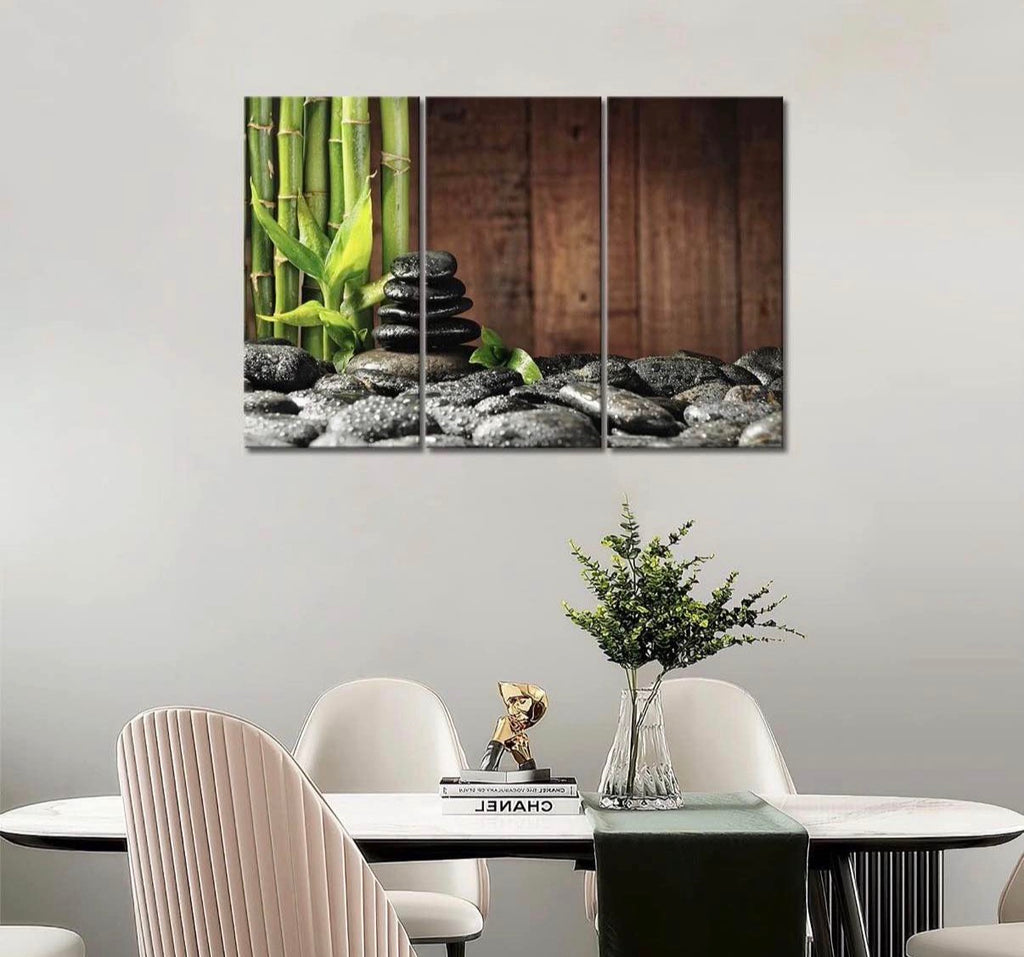 Wall Art Bamboo Canvas Green Spa Wooden Background
