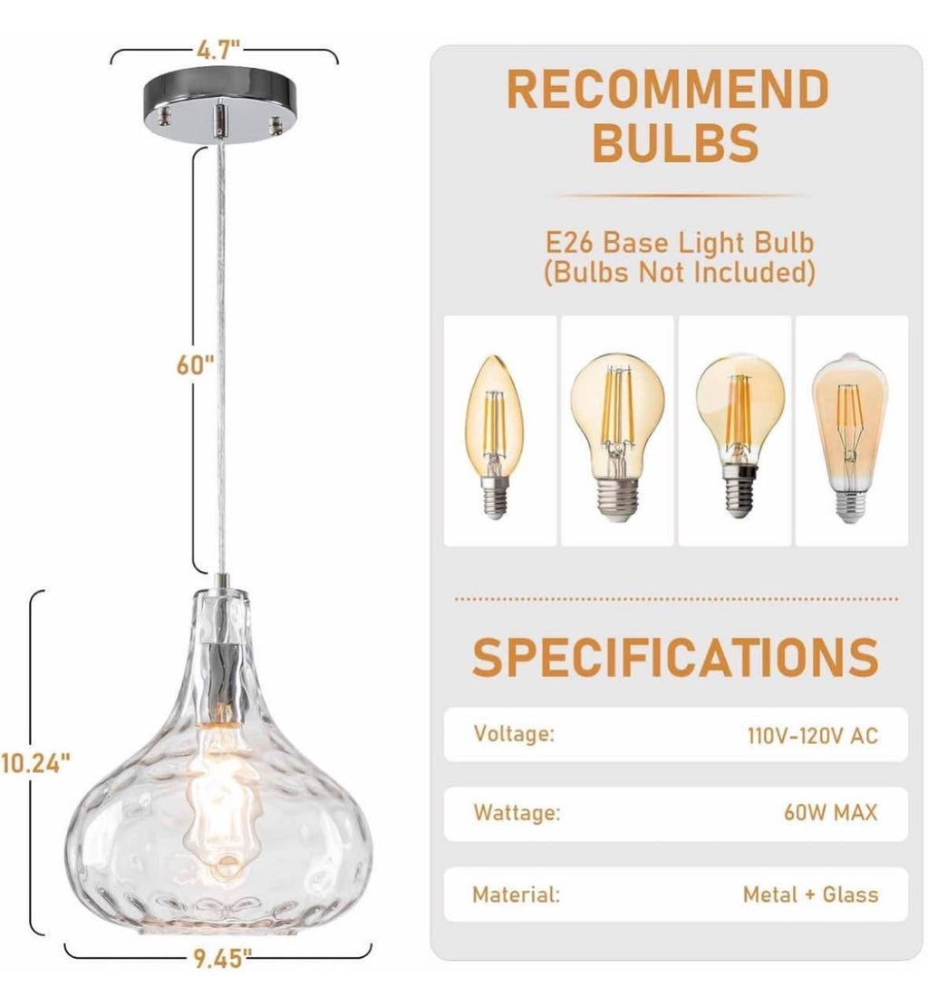 Glass Pendant Light 2 pack