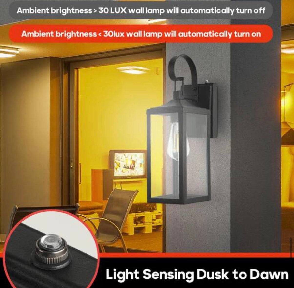 16 in. Dusk to Dawn Outdoor Wall Light