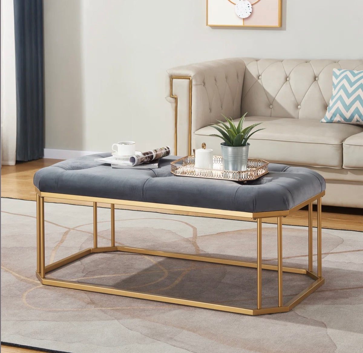 Otten 44 Wide Tufted Rectangle Cocktail Ottoman