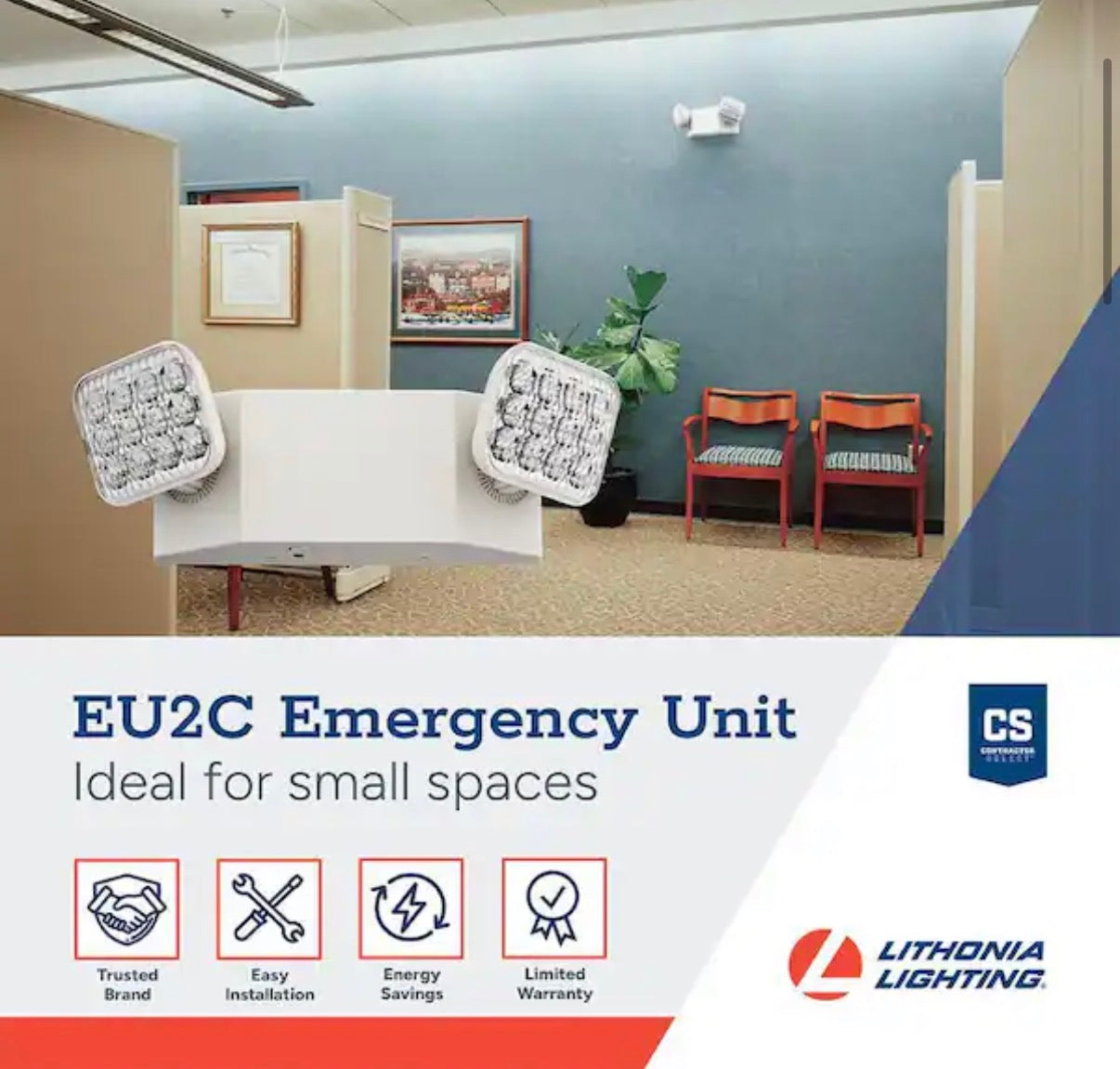 Integrated LED White Emergency Light Fixture with Battery