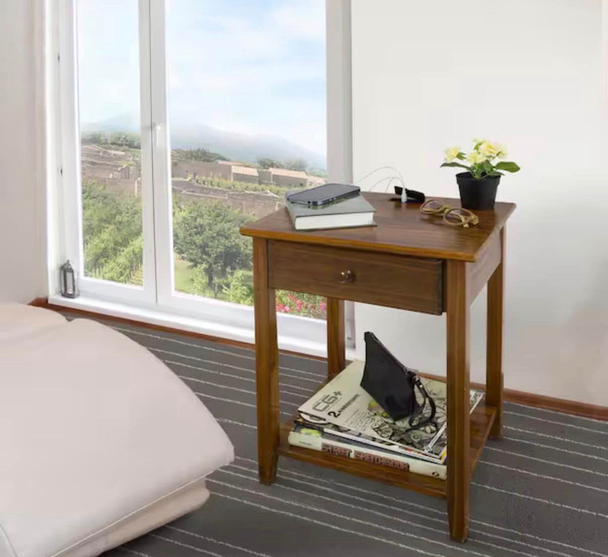 Night Owl Brown  Nightstand with USB Port
