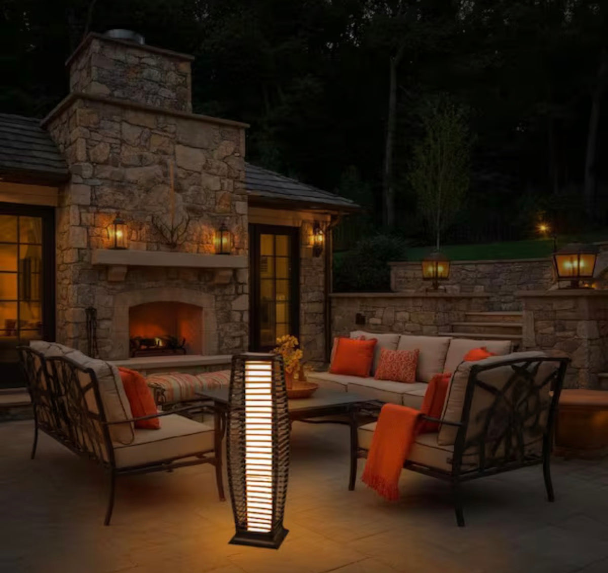 Solar LED Outdoor Floor Lamp with Rattan Texture