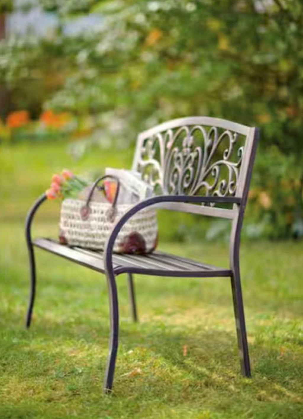 50 in. Blooming Metal Outdoor Garden Bench