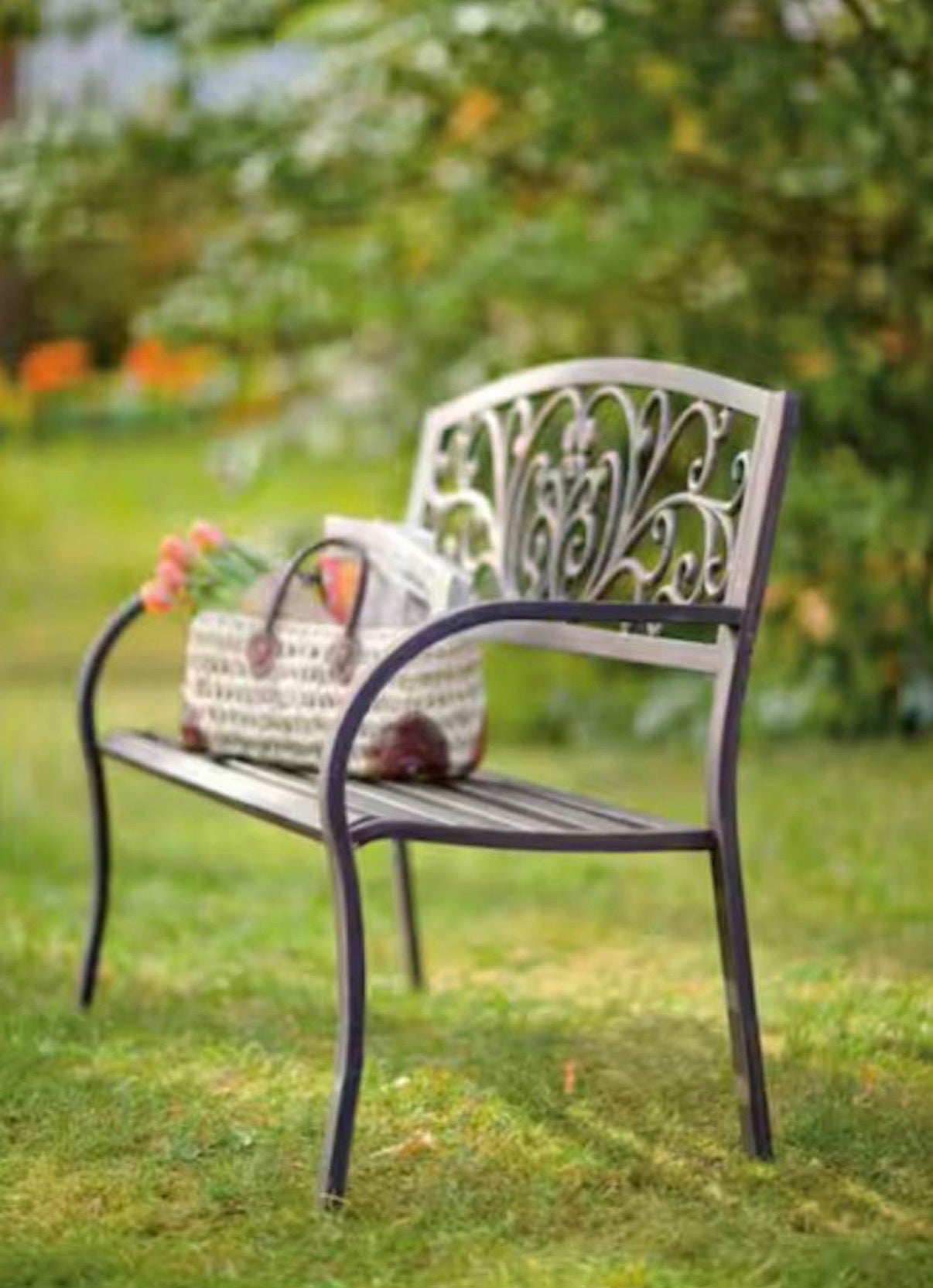 50 in. Blooming Metal Outdoor Garden Bench