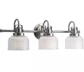 26 in. 3-Light Antique Nickel Double Prismatic Glass Vanity Light