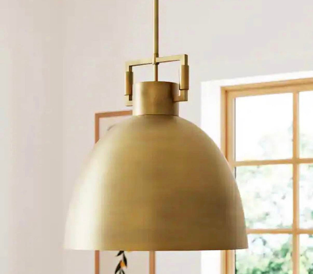 Antiqued Brass Shaded Pendant Light