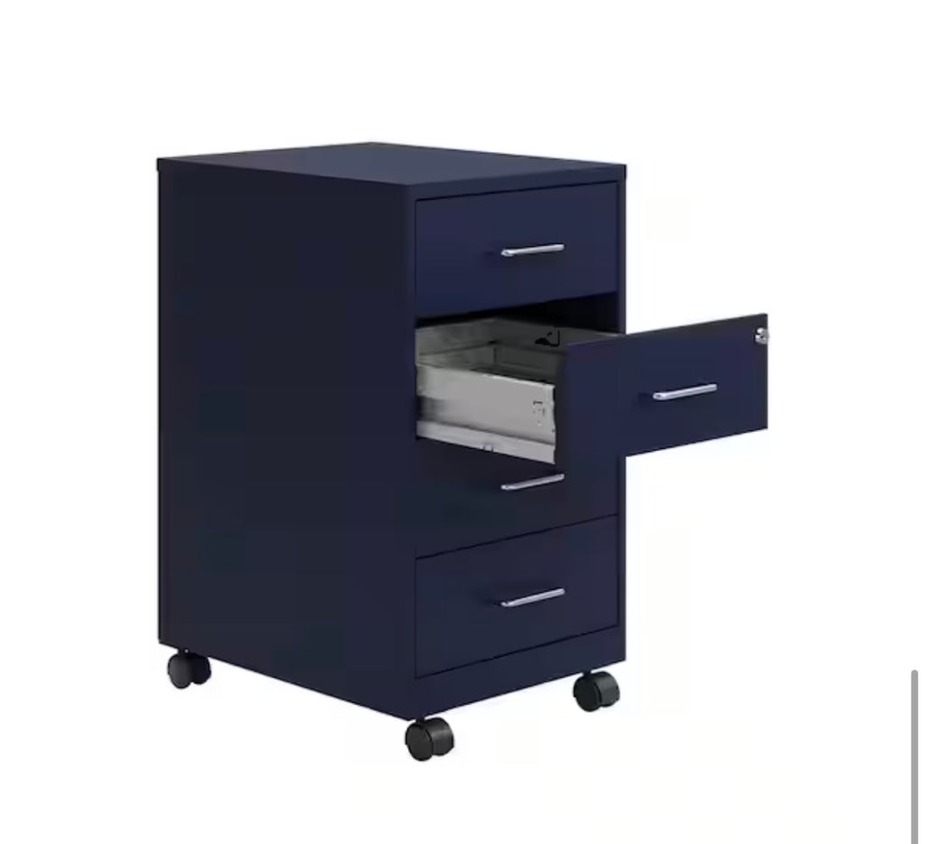 Navy Blue 4-Drawer Mobile File Cabinet