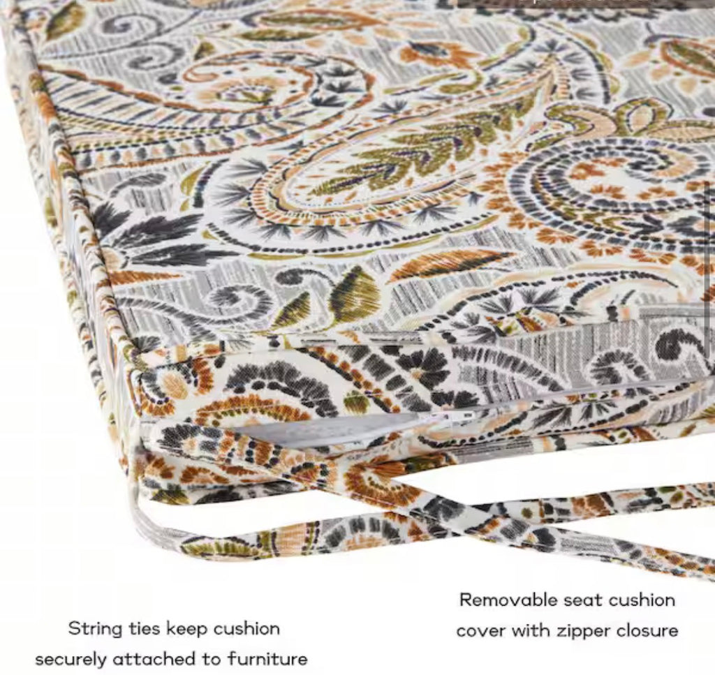 18 in. x 18 in. Arctic Paisley Square Outdoor Seat Cushion (2-Pack)