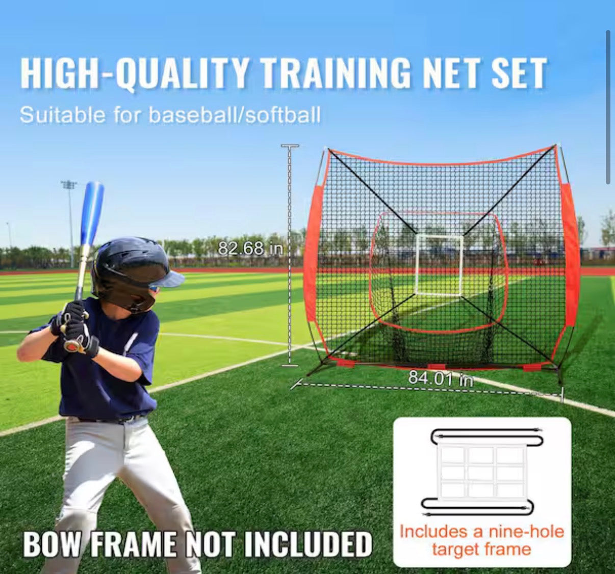 7 ft. x 7 ft. Baseball Softball Practice Net (frame not included)