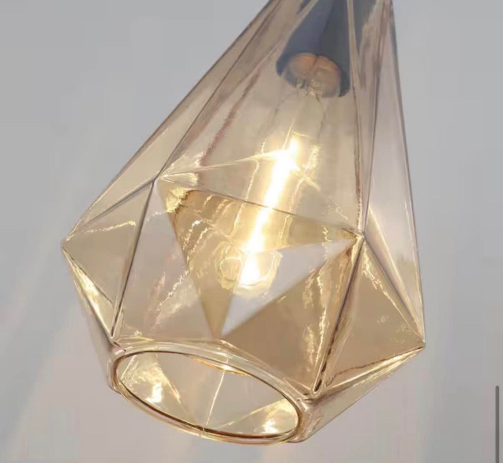 Amber Pendant Light with Geometric Shade