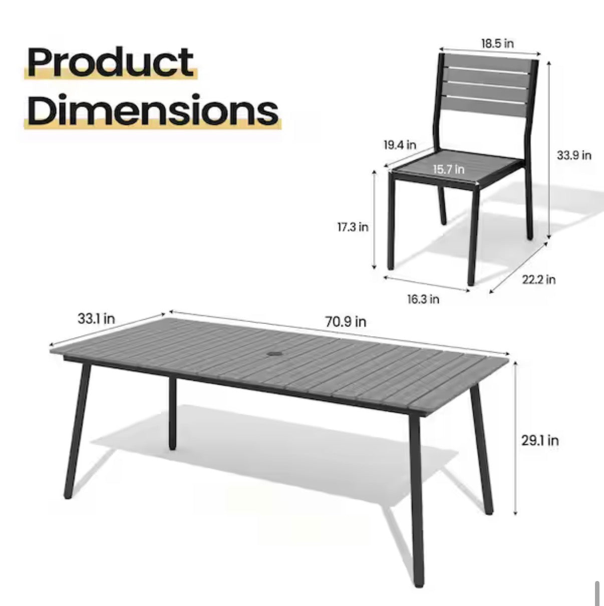 7-Piece Dark Gray 70 in. Aluminum Patio Outdoor Dining Set