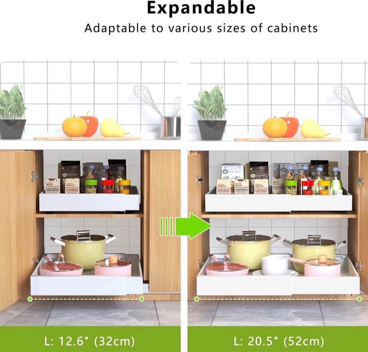 2 Pack Pull Out Cabinet Organizer