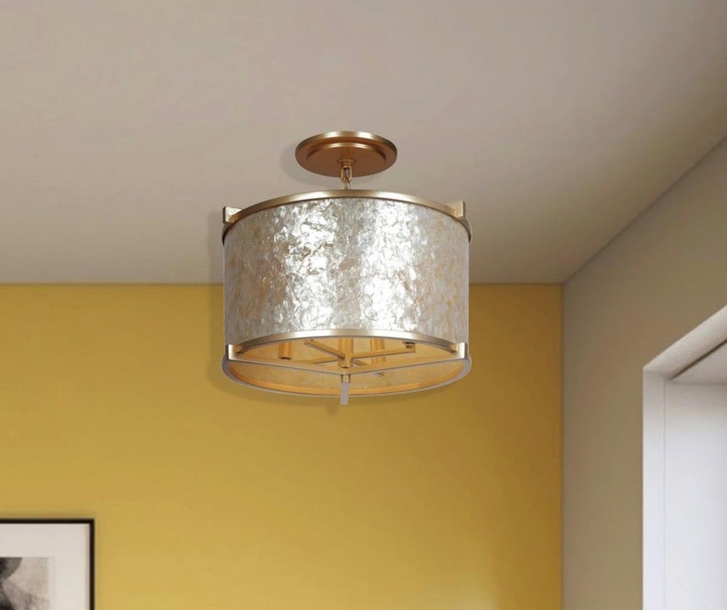 Metropolitan Sommers Bend Semi Flush Light Capiz Shell Gold