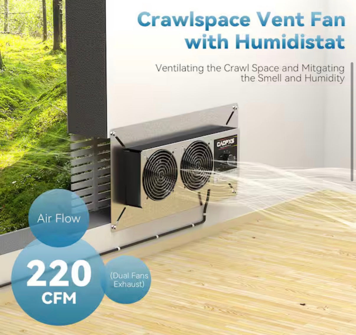 Crawl space and basement ventilation fan