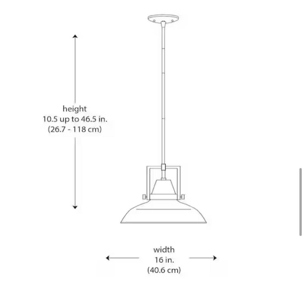Wilhelm 16 in. Black Industrial Farmhouse Pendant Light