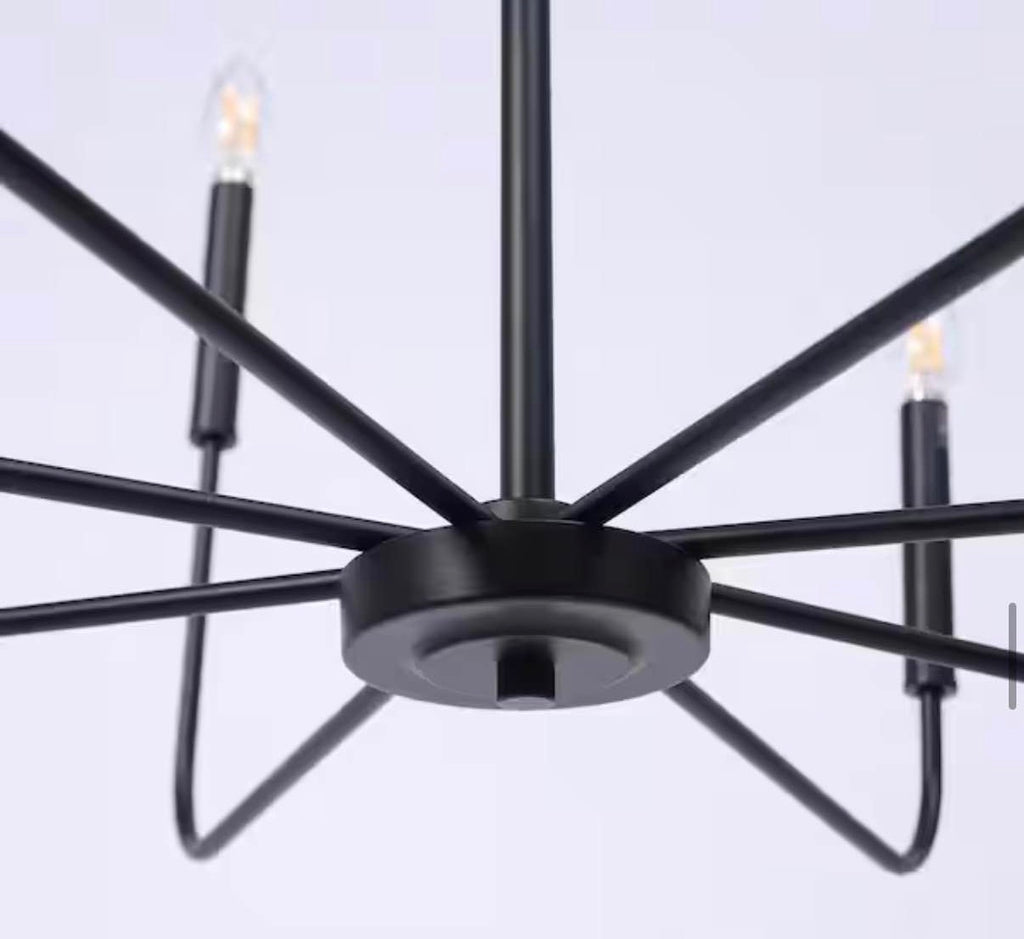 Industrial 31.5 in. 8-Light Black Candlestick Chandelier
