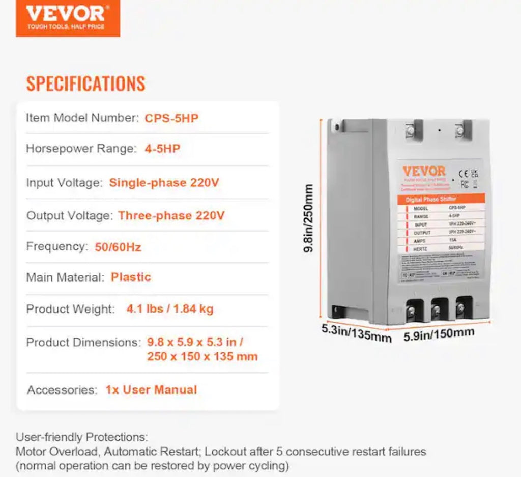 3 Phase Converter 5HP