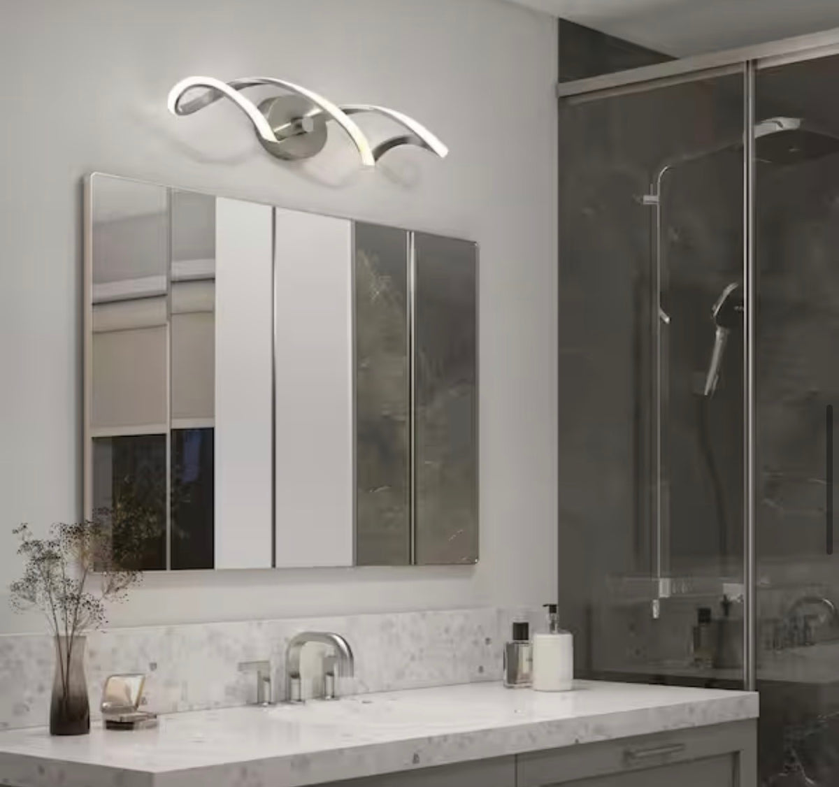Swirl 26.6 in. Brushed Nickel Integrated LED Vanity Light
