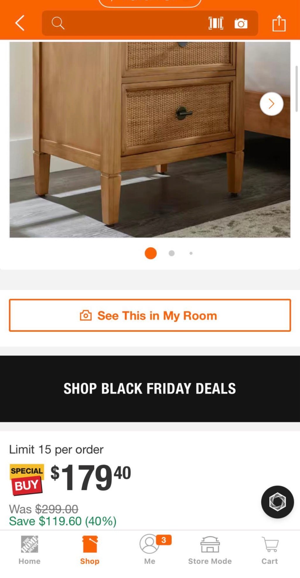 Marsden Patina Wood Finish 2-Drawer Cane Nightstand