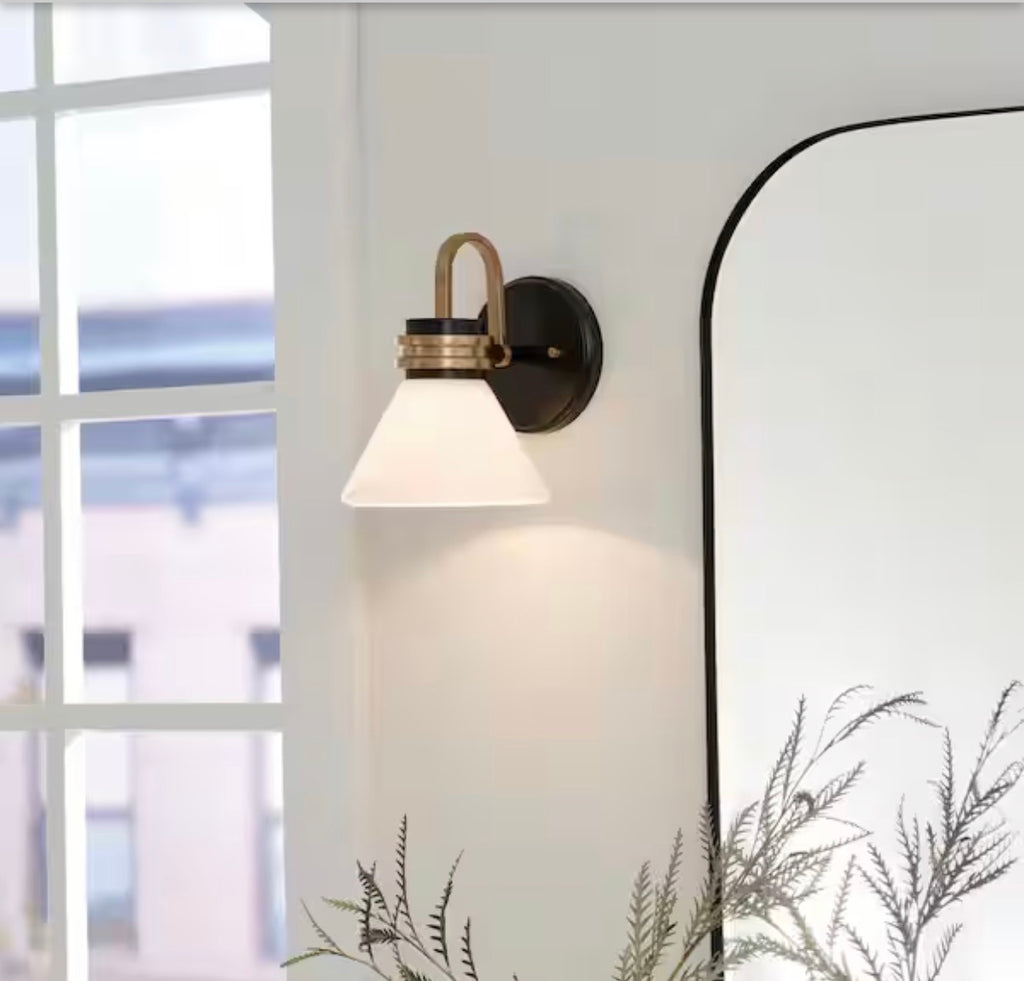 Farum  Black with Champagne Bronze Bathroom Wall Sconce Light