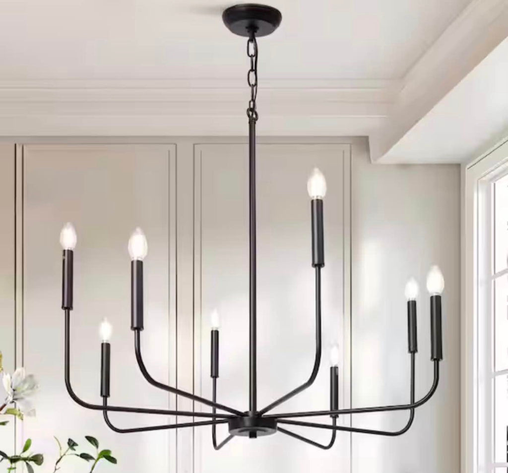 Industrial 31.5 in. 8-Light Black Candlestick Chandelier
