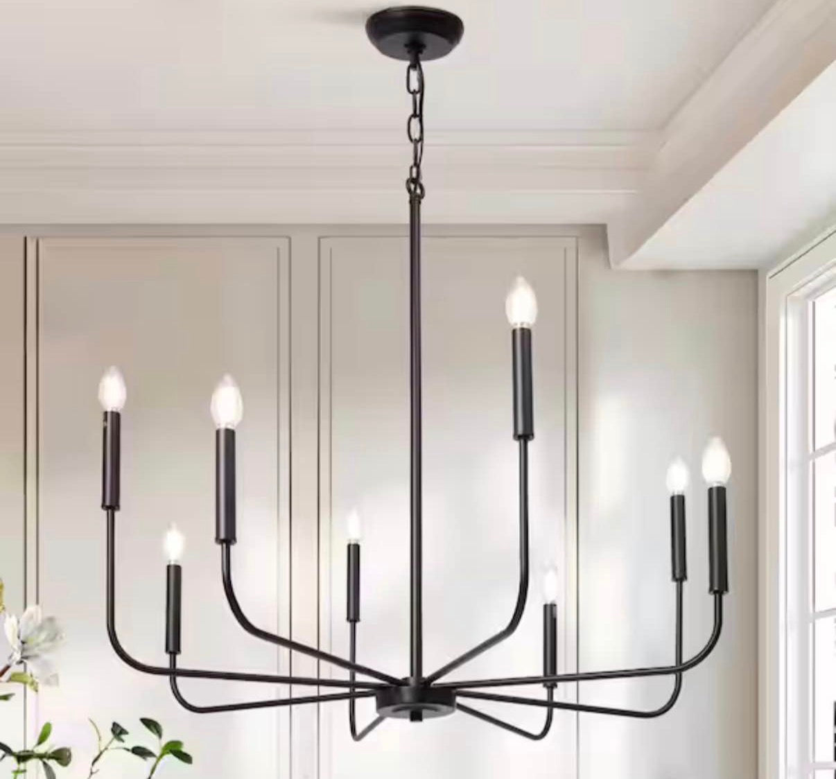 Industrial 31.5 in. 8-Light Black Candlestick Chandelier