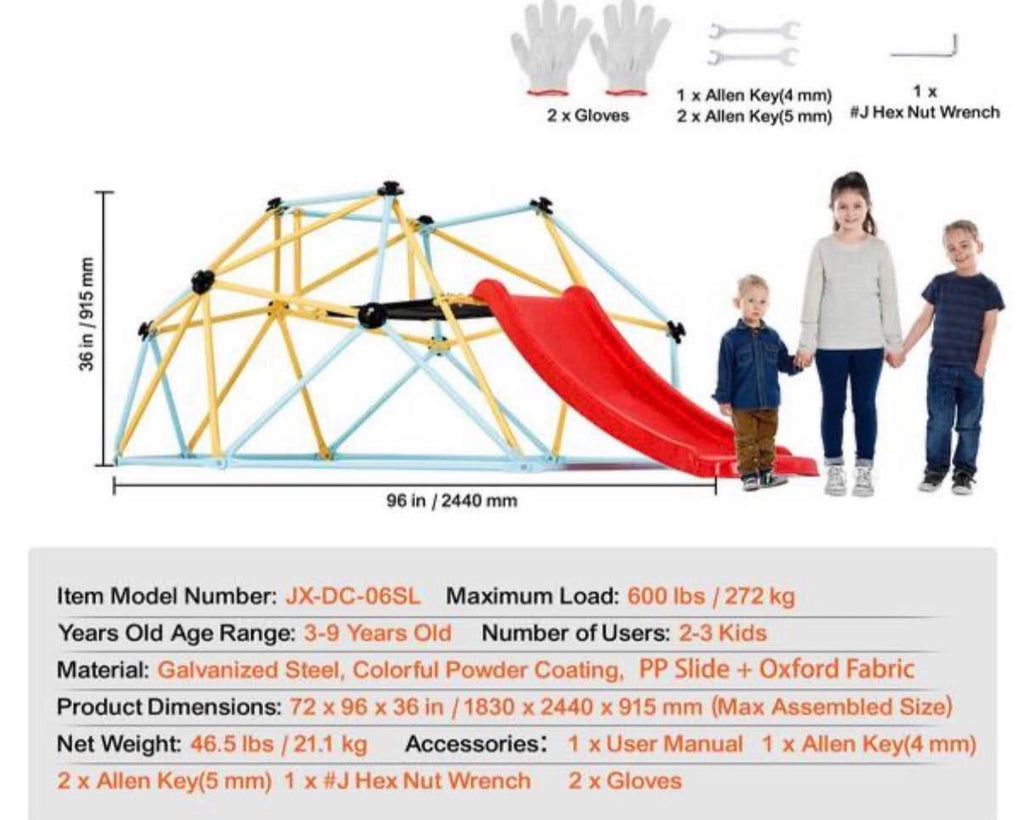 8 ft. Geometric Climbing Dome with slide