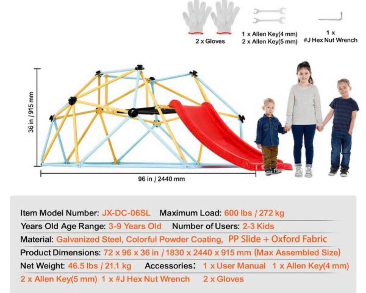 8 ft. Geometric Climbing Dome with slide