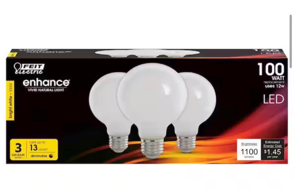 100-Watt G25 Bulb Bright White 3-Pack
