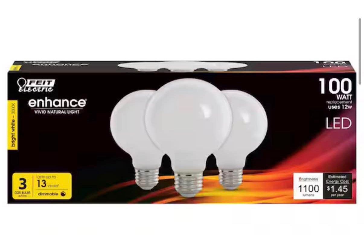 100-Watt G25 Bulb Bright White 3-Pack
