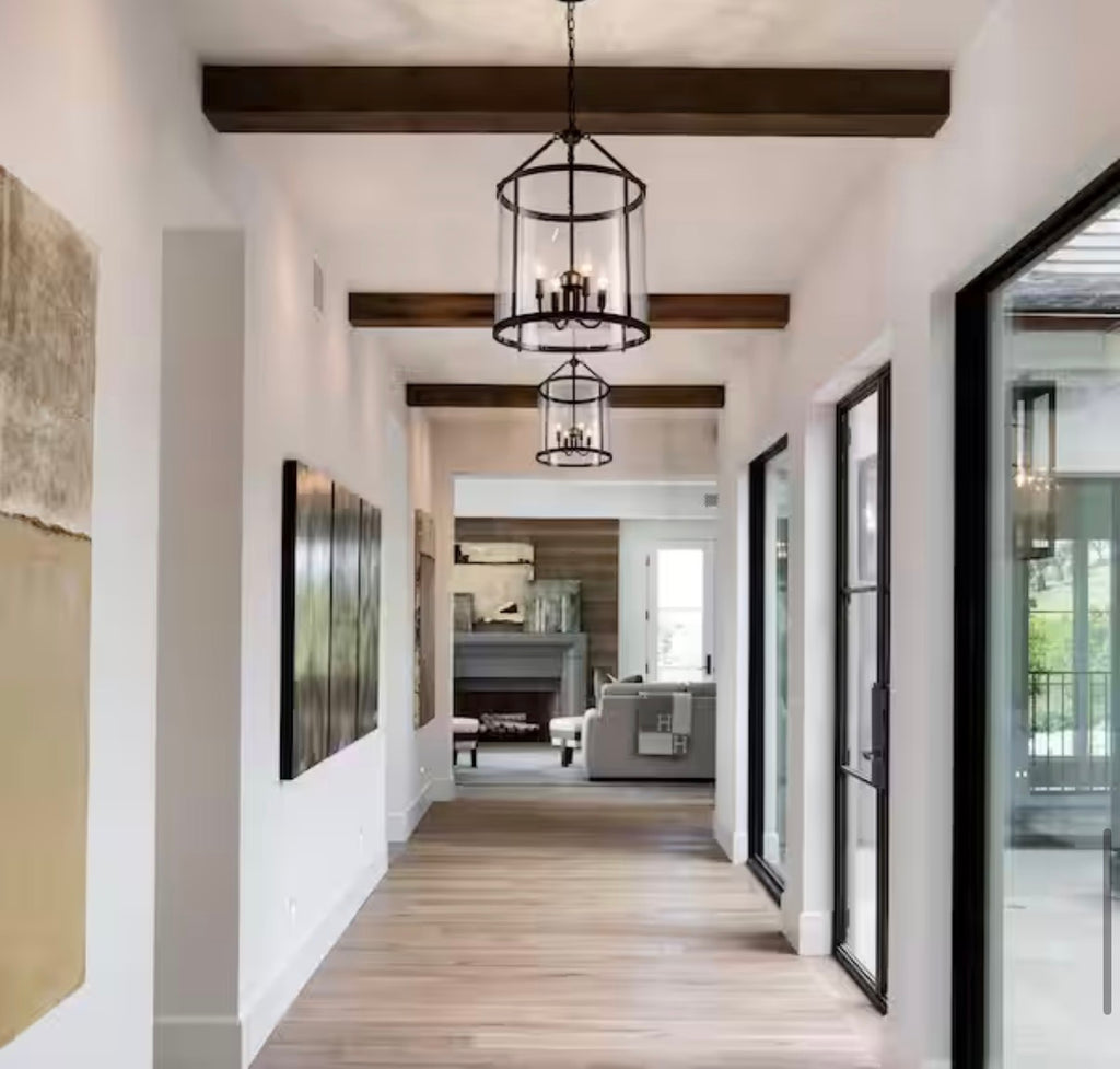 Industrial 4-Light Black Lantern Geometric Chandelier